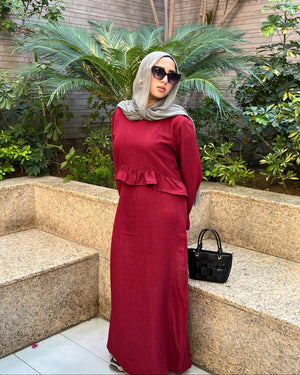 Elara Dress side profile view outdoors with sunglasses