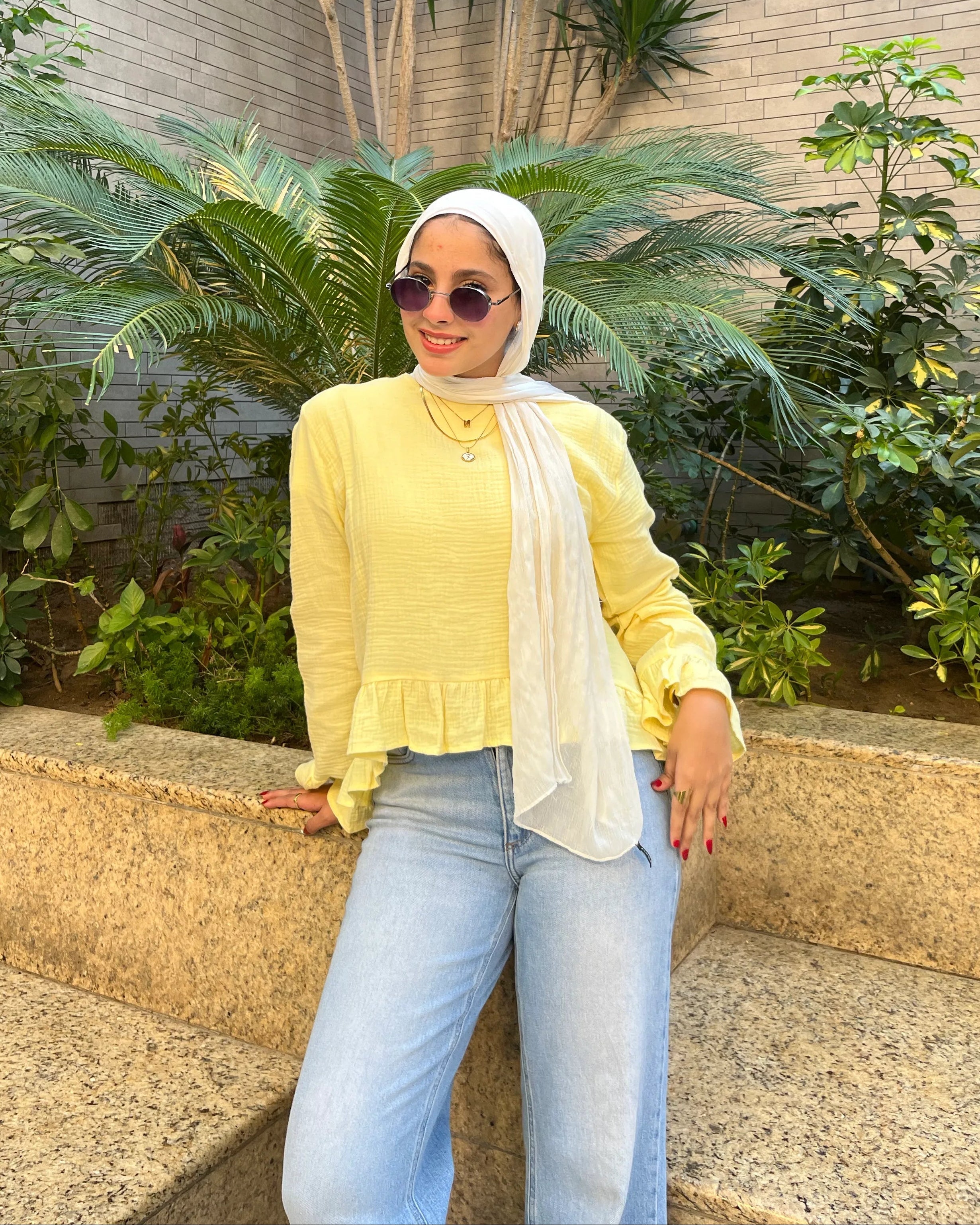 Sunbeam Top Butter Yellow elegant full look with accessories