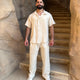 Aero Set in Beige – men's linen co-ord set front view, relaxed fit