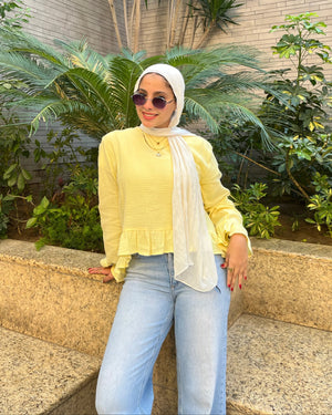 Sunbeam Top Butter Yellow elegant full look with accessories